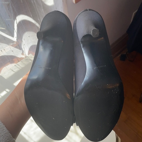 Satin Tahari Peep Toe Black Sloan Heel 8.5 - Picture 4 of 5